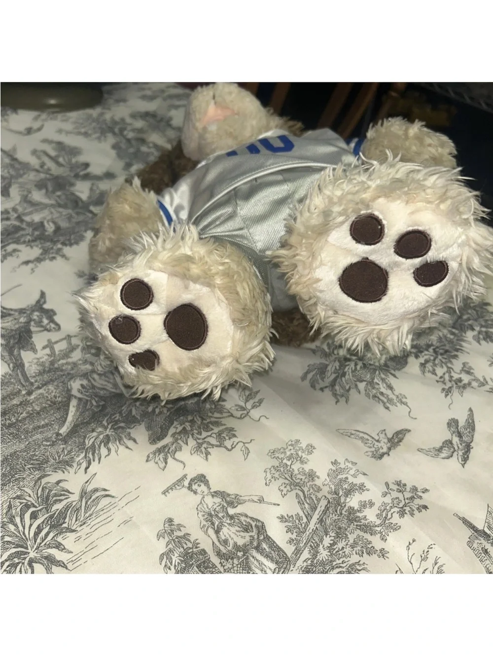 Build-A-Bear Brown & White Plush Dog in White & Blue Jersey